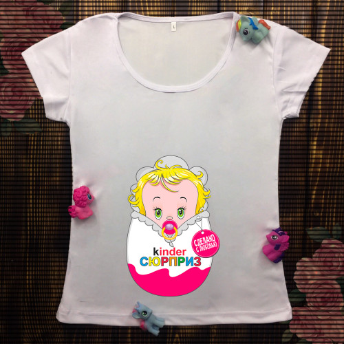 Жіноча футболка з принтом - Kinder сюрприз (дівчинка)