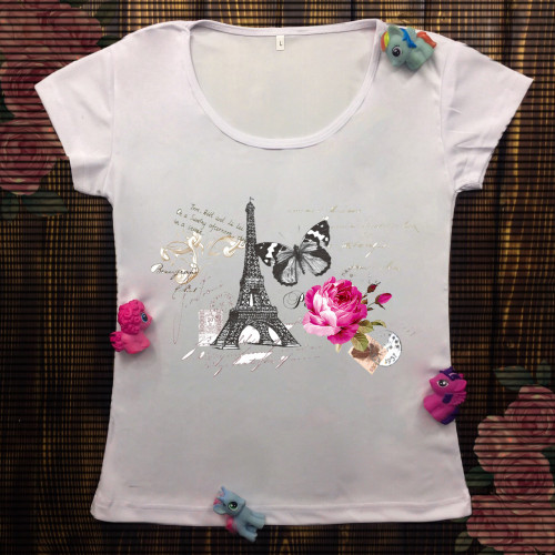 Жіноча футболка з принтом - Paris з надписами