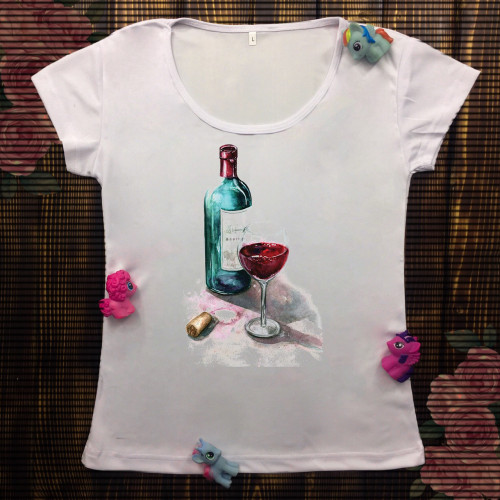 Жіноча футболка з принтом - Вино