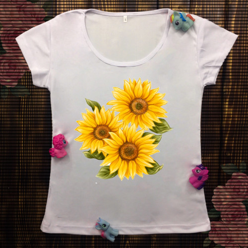 Жіноча футболка з принтом - Соняшники