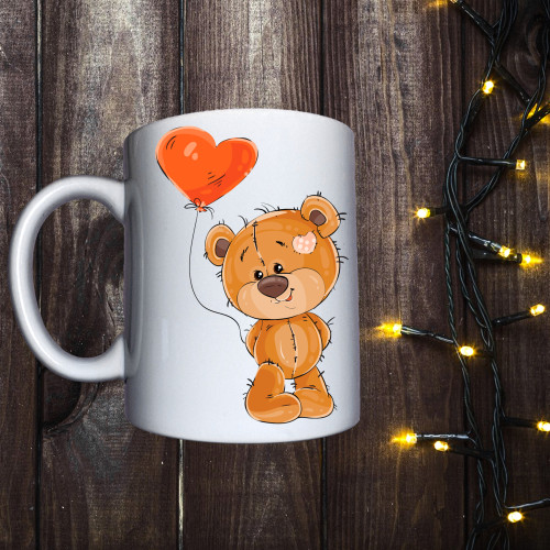 Чашка з принтом - Ведмедик з кулькою