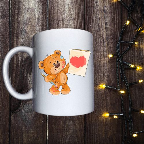 Чашка з принтом - Ведмедик малює