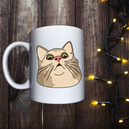Чашка з принтом - Здивований кіт