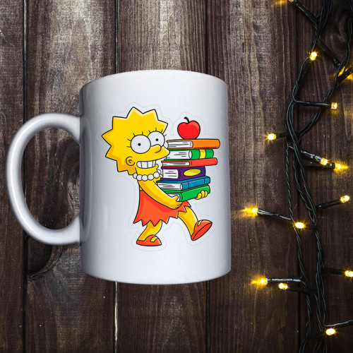 Чашка з принтом - Ліса Сімпсон з книгами