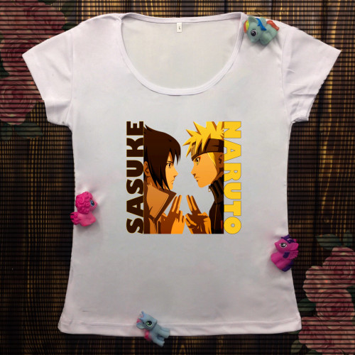 Жіноча футболка з принтом - Sasuke and Naruto