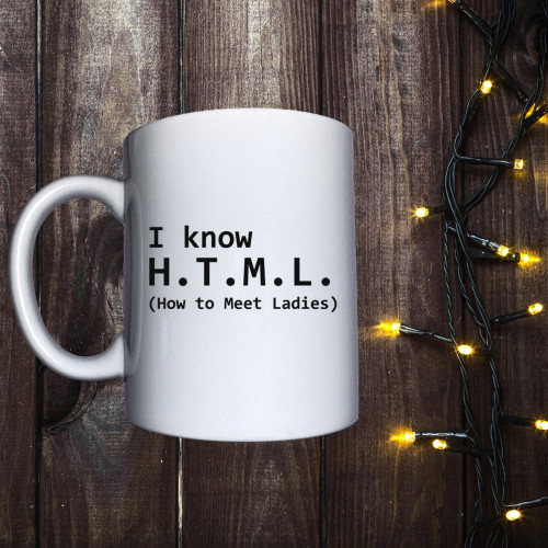 Чашка з принтом - I know HTML