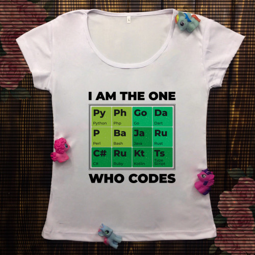 Жіноча футболка з принтом - I am the one who codes