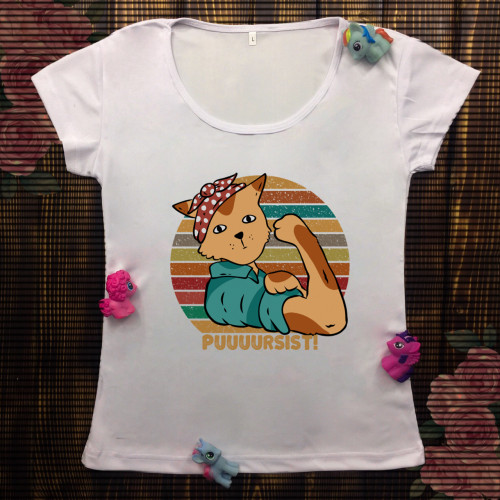 Жіноча футболка з принтом - Кіт Puuuursist!