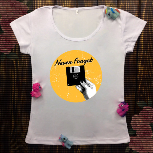 Жіноча футболка з принтом - Never fonger