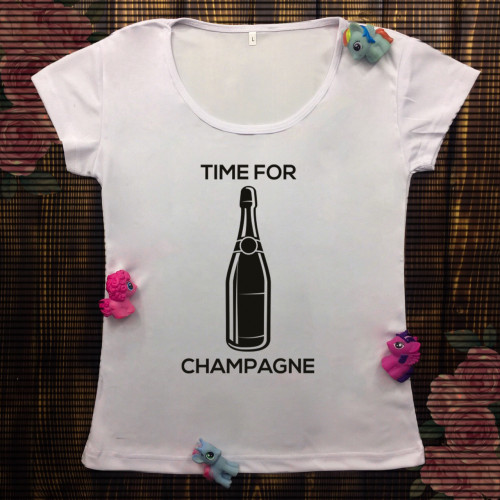 Жіноча футболка з принтом - Time for champagne