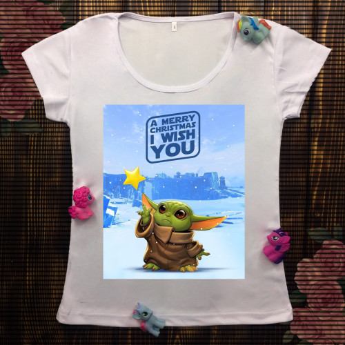 Жіноча футболка з принтом - Бейбі Йода - I wish You