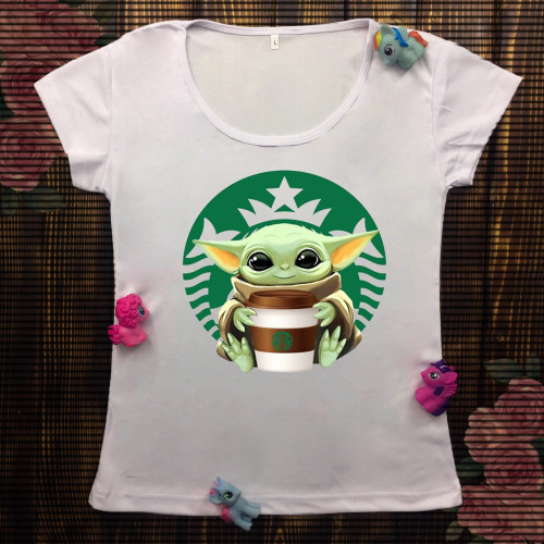 Жіноча футболка з принтом - Yoda STARbucks