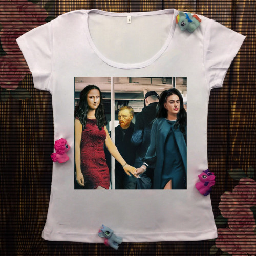 Жіноча футболка з принтом - Мона Ліза в метро