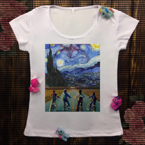 Жіноча футболка з принтом - Ван Гог і велосипедисти