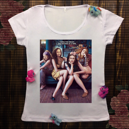 Жіноча футболка з принтом - Мона Ліза з подружками