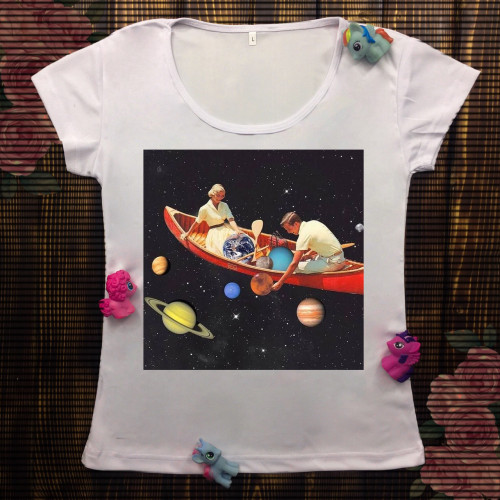 Жіноча футболка з принтом - Збираючи Планети
