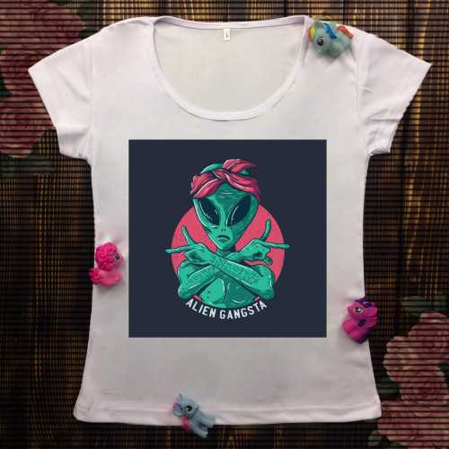 Жіноча футболка з принтом - Alien Gangsta