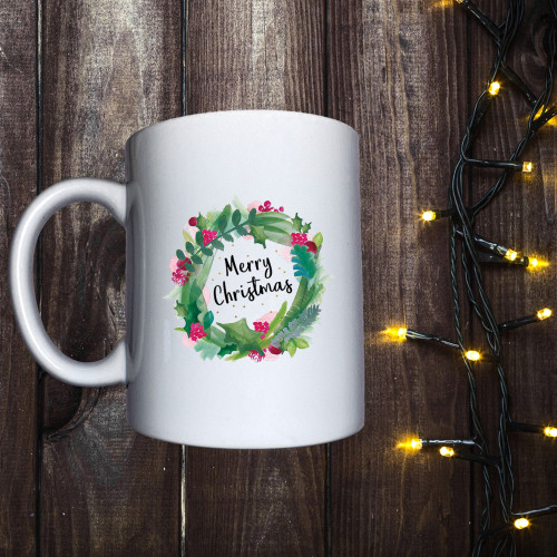 Чашка з принтом - Новорічні вінок і Merry Christmas