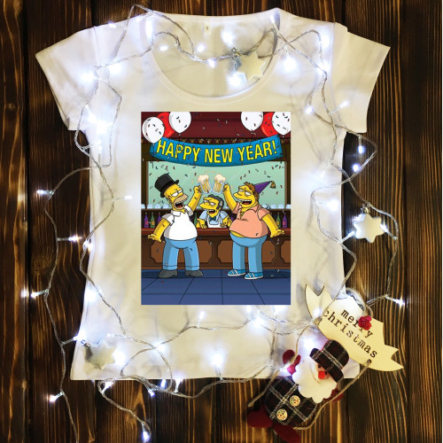 Жіноча футболка з принтом - Simpsons - happy new year 