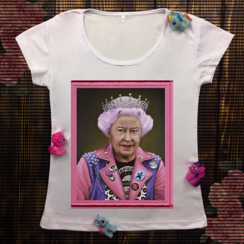 Жіноча футболка з принтом - Королева Єлизавета Арт