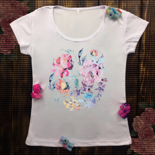 Жіноча футболка з принтом - Квіти