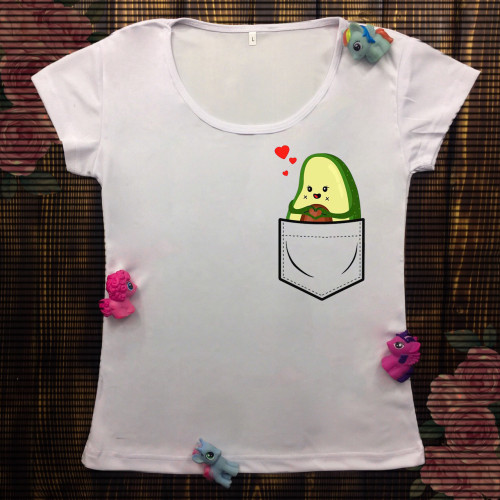 Жіноча футболка з принтом - Авокадо в кишені