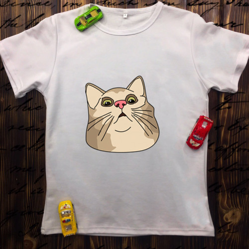 Чоловіча футболка з принтом - Здивований кіт