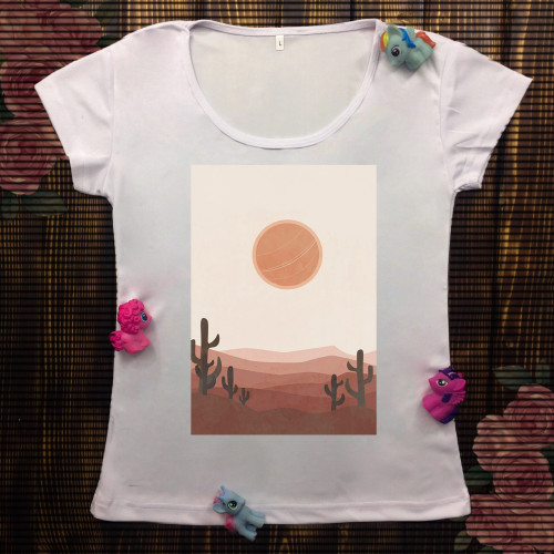 Жіноча футболка з принтом - Пустеля