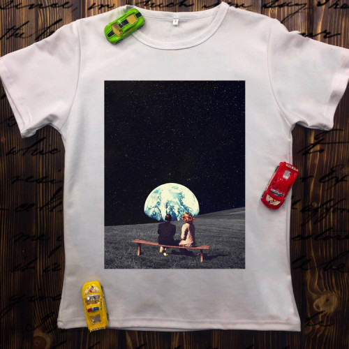 Чоловіча футболка з принтом - Лавка з видом на Землю