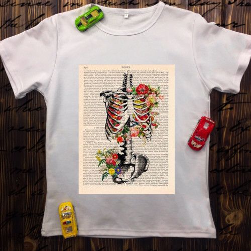 Чоловіча футболка з принтом - Скелет людини