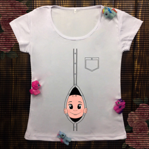 Жіноча футболка з принтом - Дитинка зЖивотика 
