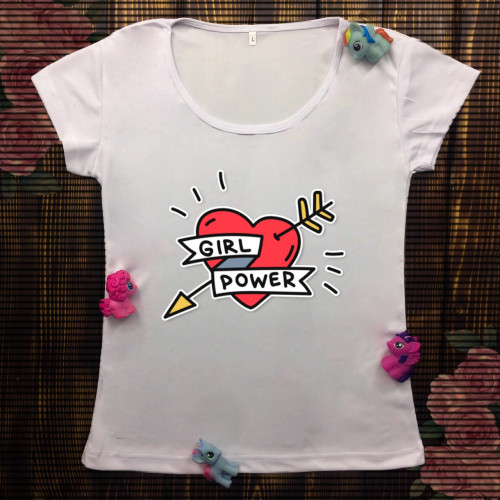 Жіноча футболка з принтом - Серце - Сила дівчини