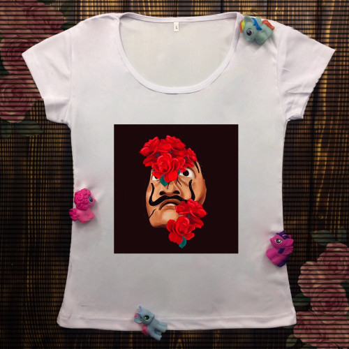 Жіноча футболка з принтом - Маска в квітах
