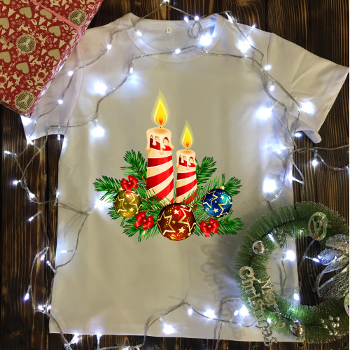 Чоловіча футболка з принтом - Різдв'яні свічки 