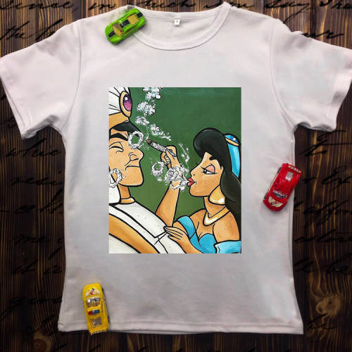 Чоловіча футболка з принтом - Джасмін курить з Аладіном
