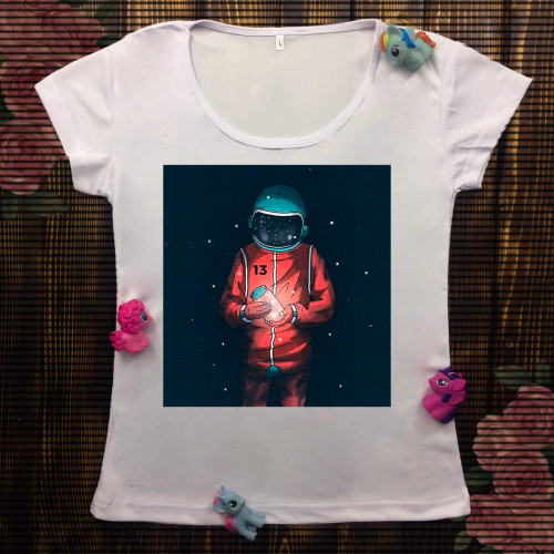 Жіноча футболка з принтом - Космонавт з світильником