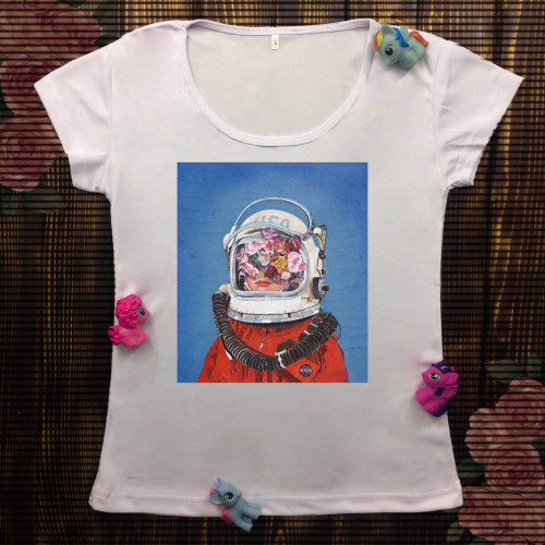 Жіноча футболка з принтом - Космонавт USA