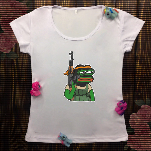 Жіноча футболка з принтом -Жаба Пепе терорист