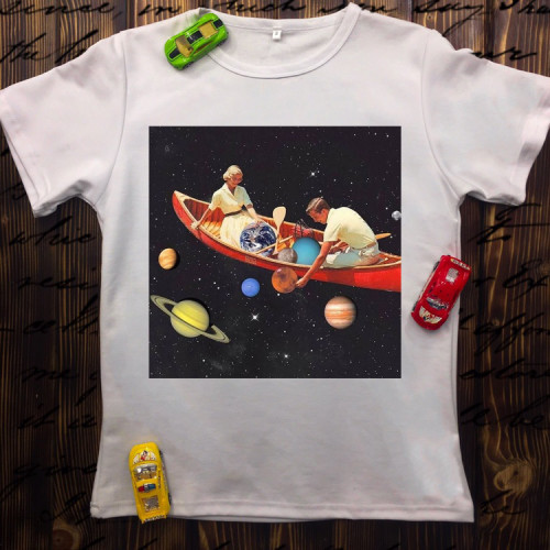 Чоловіча футболка з принтом - Збираючи Планети