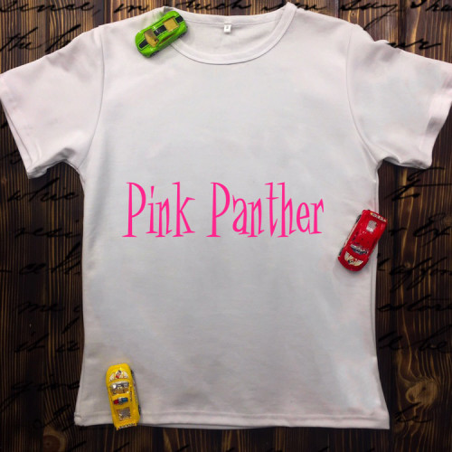 Чоловіча футболка з принтом - Надпис Pink Panther