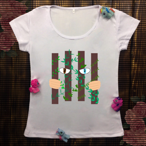 Жіноча футболка з принтом - Погляд з джунглів