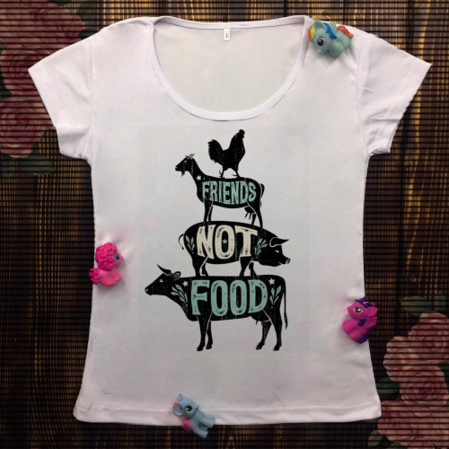 Жіноча футболка з принтом - Friends not food