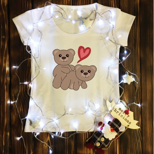 Жіноча футболка з принтом - Пара ведмедиків 