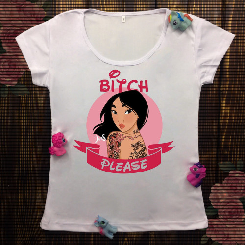 Жіноча футболка з принтом - Мулан bitch