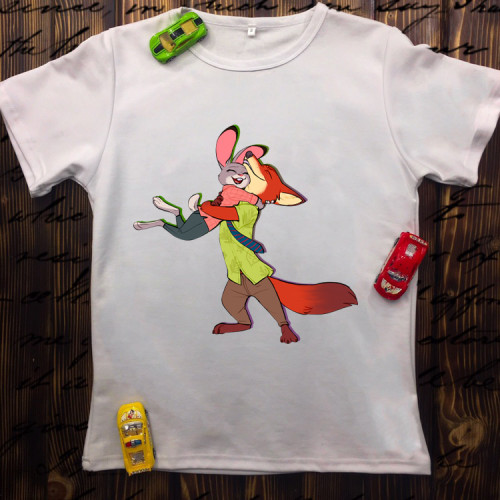 Дитяча футболка з принтом - Звірополіс Лис та Зайчиха