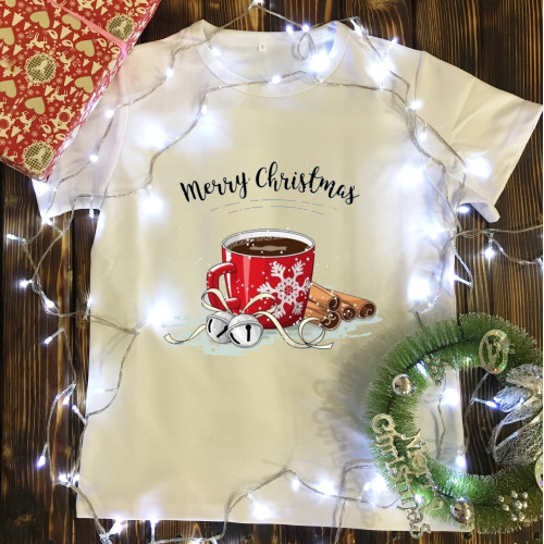 Чоловіча футболка з принтом - Кава з корицею - Merry Christmas