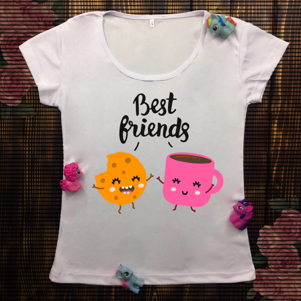 Жіноча футболка з принтом - Best Friends. Чай і печеньки