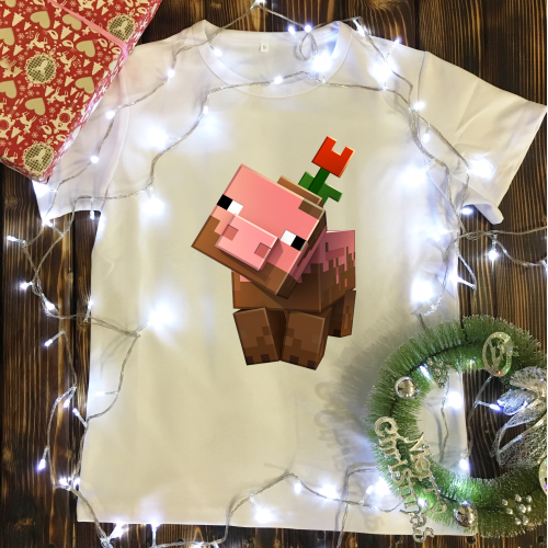 Дитяча футболка з принтом - Minecraft- свинья 