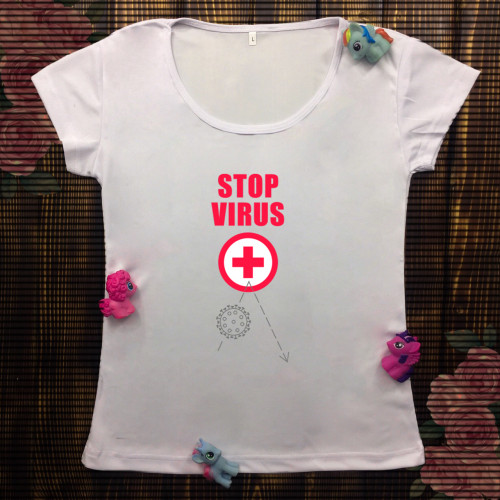 Жіноча футболка з принтом - Стоп вірус
