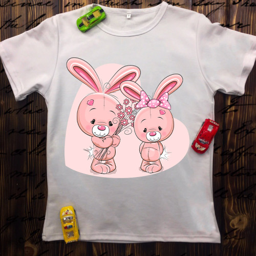 Дитяча футболка з принтом - Два зайчика 